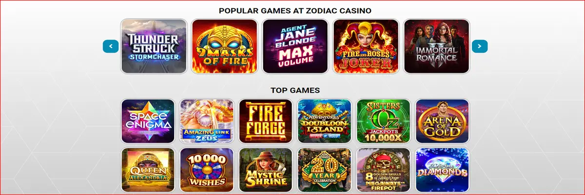 Game Selection at Zodiac Casino