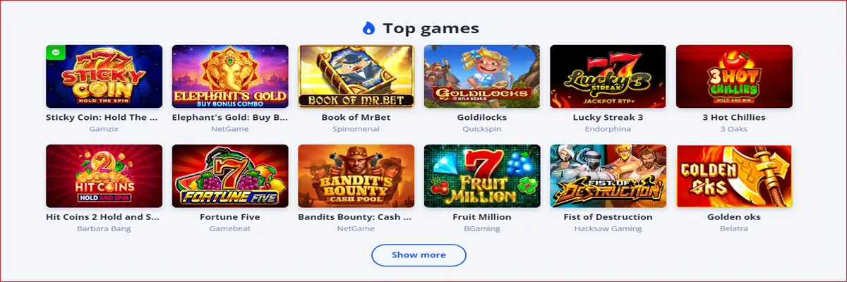 Games Offered by Mr Bet Casino