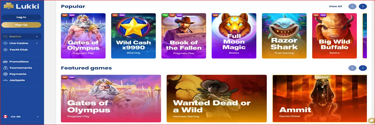 Game Selection at Lukki Casino