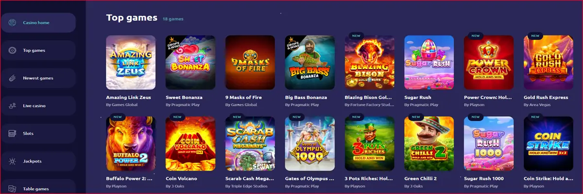 Game Selection at SpinAway Casino