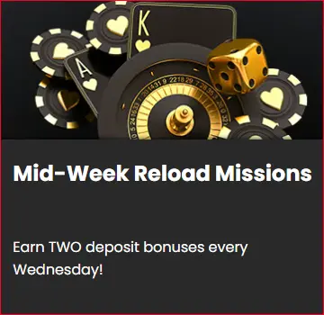 Lucky BLock Casino Canada Bonuses - Mid-Week Reload Missions