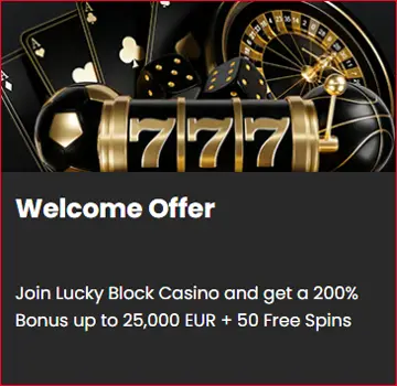 Lucky BLock Casino Canada Bonuses - Welcome offer