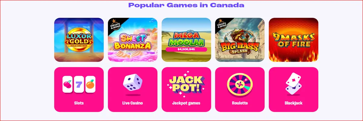 Games Selection at Spinz Casino