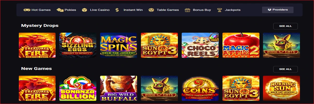 Games Selection at Roll XO Casino