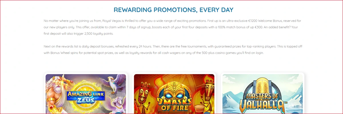 Royal Vegas Casino Bonuses and Promotions